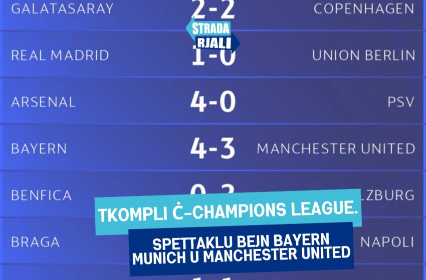  Tkompli ċ-Champions League. Spettaklu bejn Bayern Munich u Manchester United